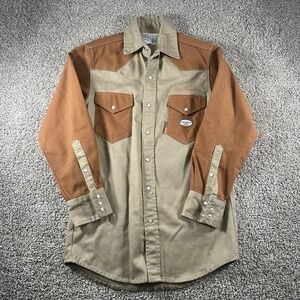 Rasco FR x Billy Prewitt Shirt Mens Medium Khaki Duck Pearl Snap Bluesmaster
